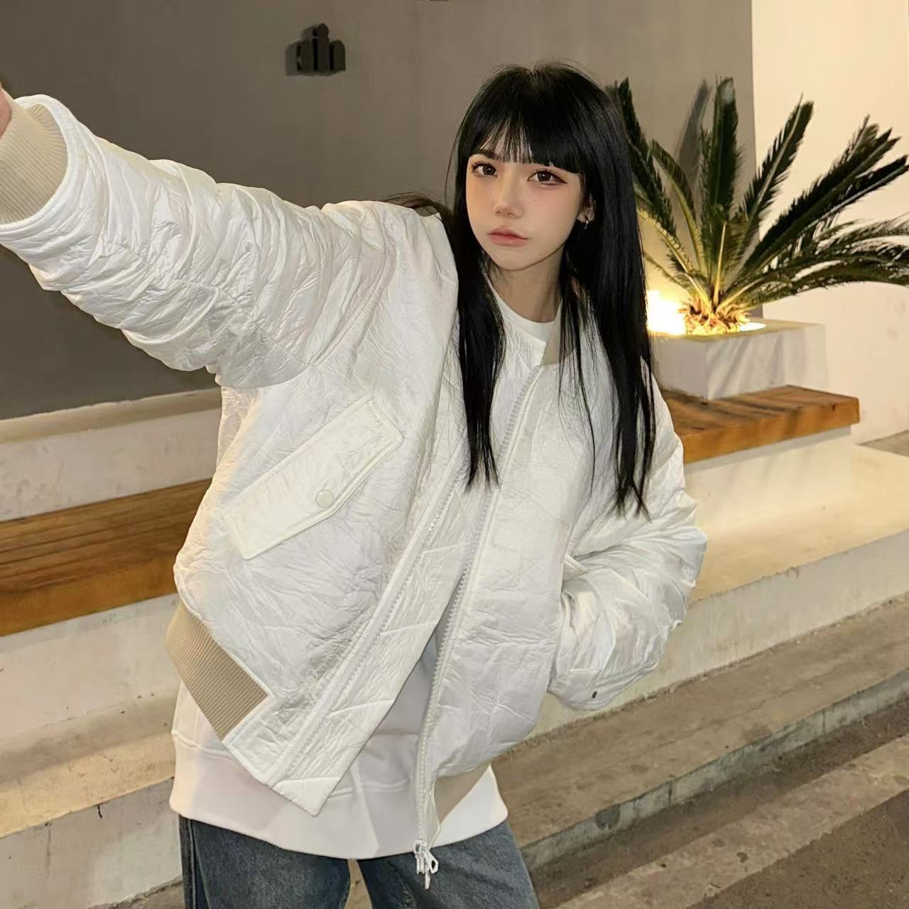 DVN!台湾小众！阿饱551z!褶皱加棉夹克男女（轻微染色！介意别拍！）