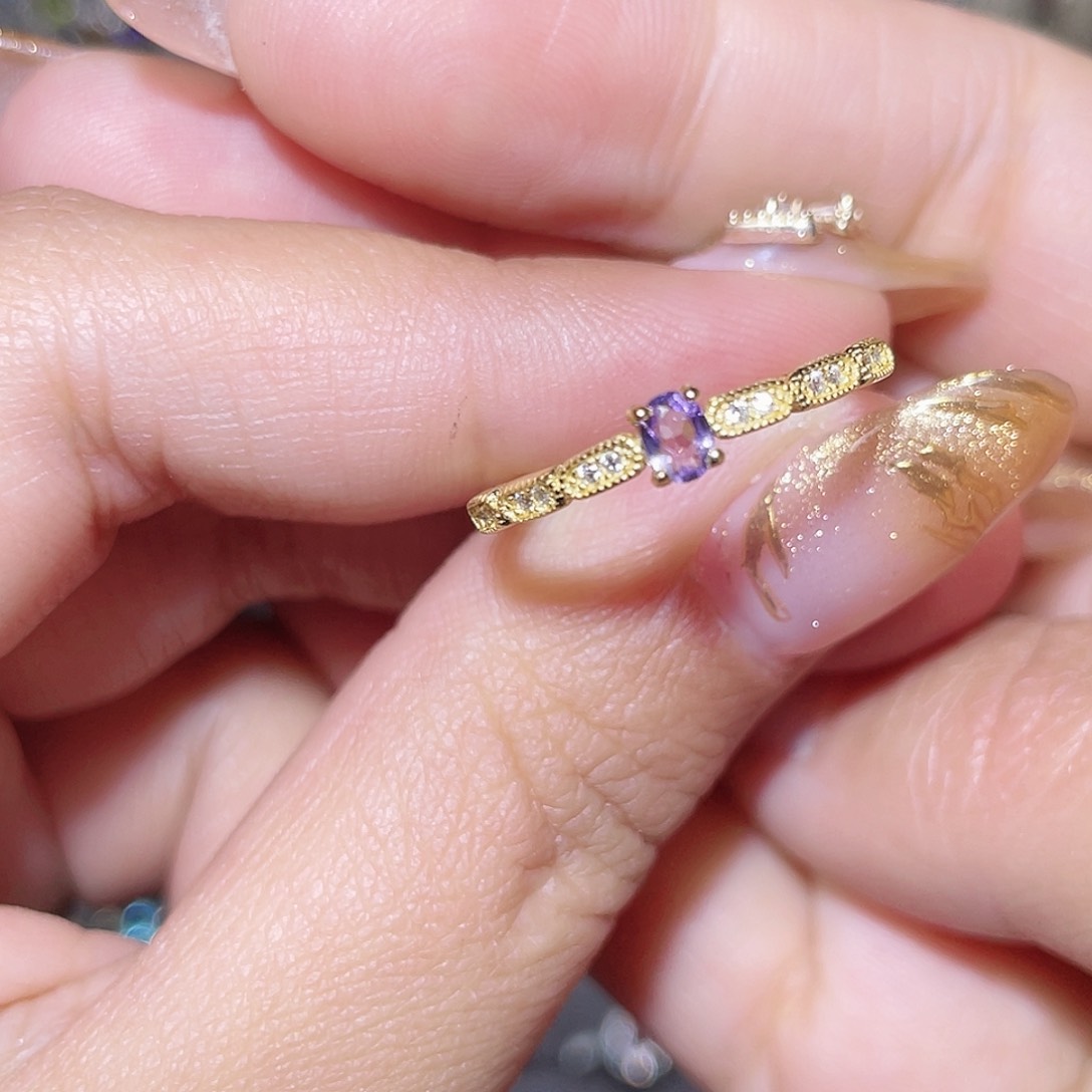 紫晶戒指银S925镶嵌45667