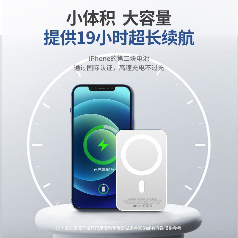 磁吸充电宝快充15W无线充便携背夹式小巧移动电源