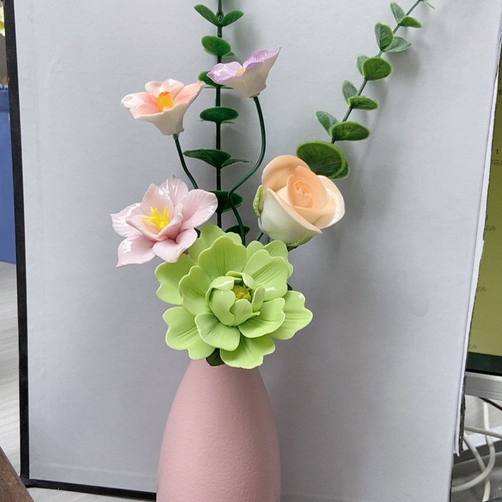 摆件手工制作陶瓷花