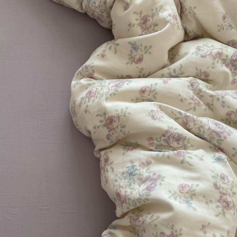 【婆娑】全棉A类母婴级有氧100棉双层纱三/四件套亲肤小清新印花