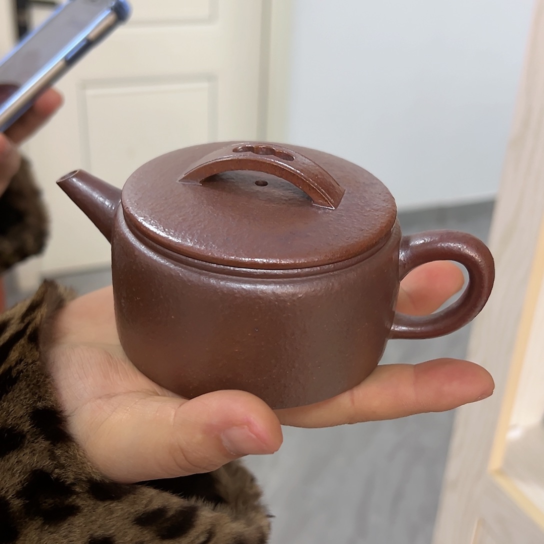 紫砂茶壶黄龙山原矿天青火痕烧210