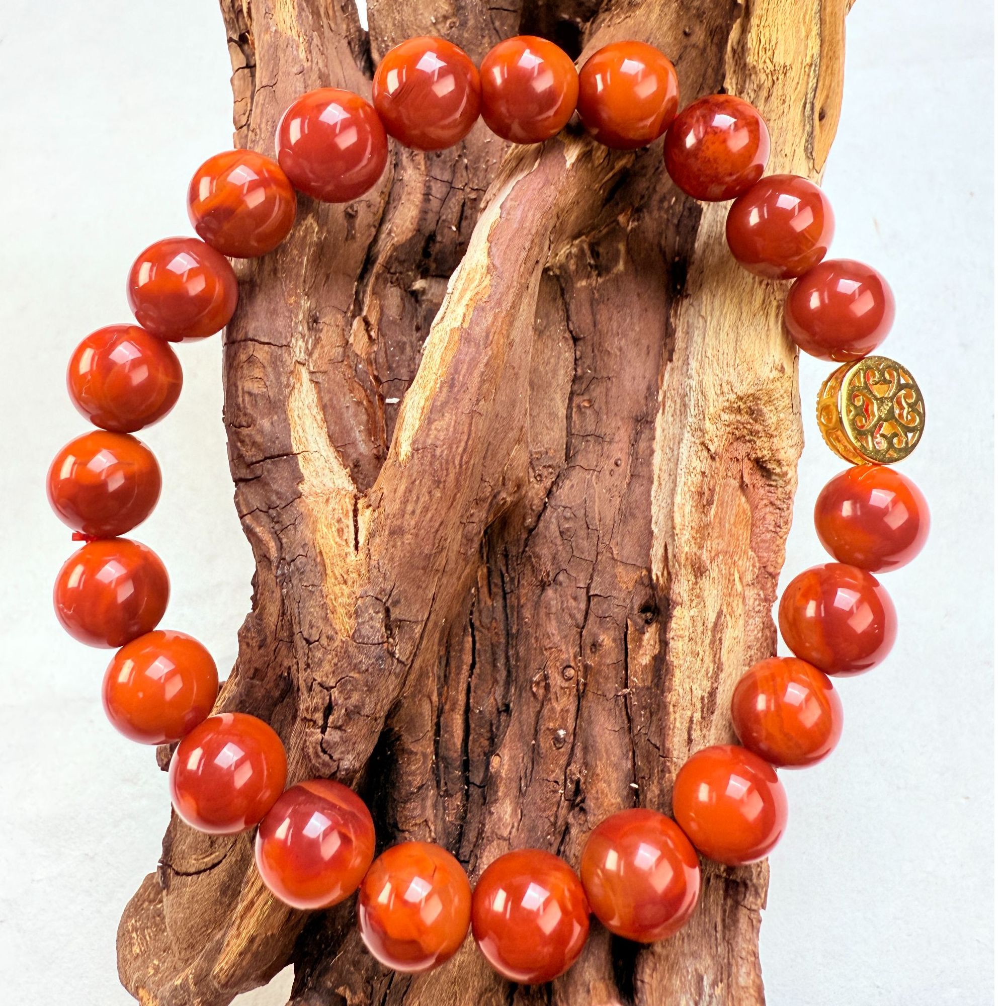 南红 火焰纹圆珠