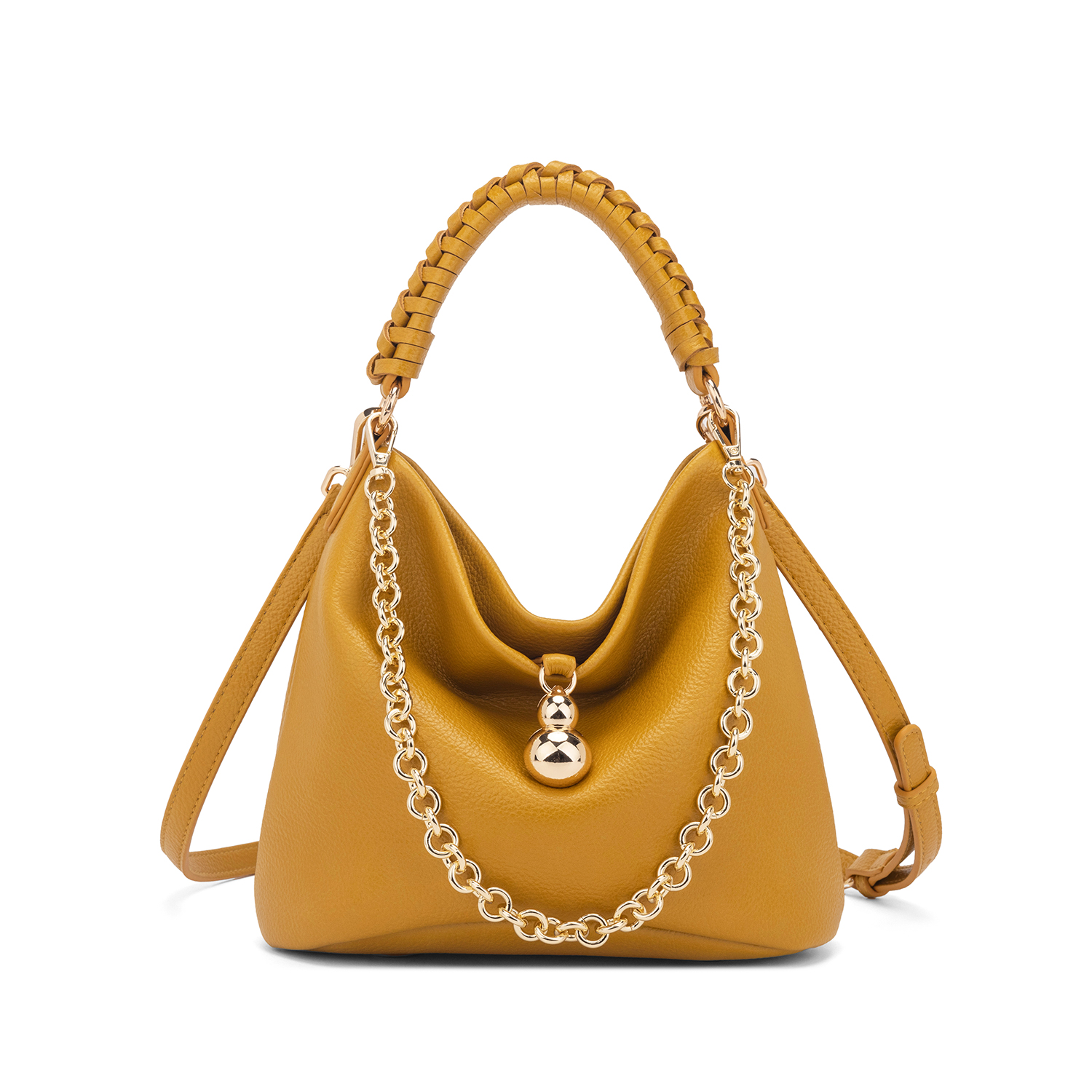 FIMKA轻奢黄色单肩腋下女士潮流链条包包