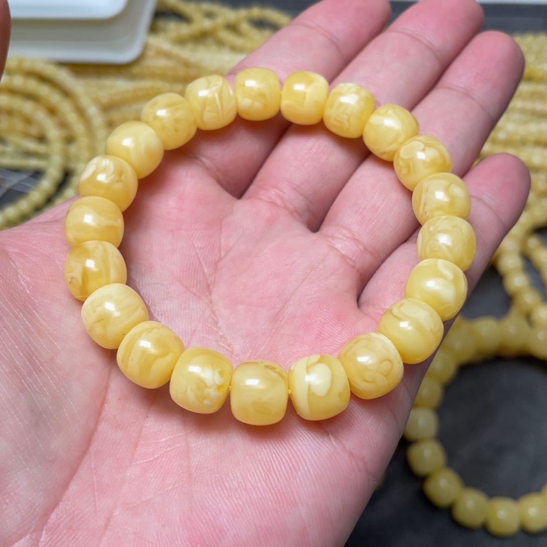 蜜蜡裸石未镶嵌蜜蜡手串10.7mm