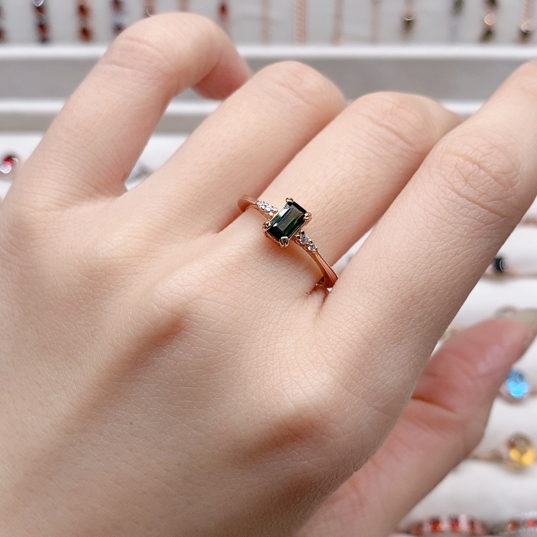 碧玺戒指银S925镶嵌开口