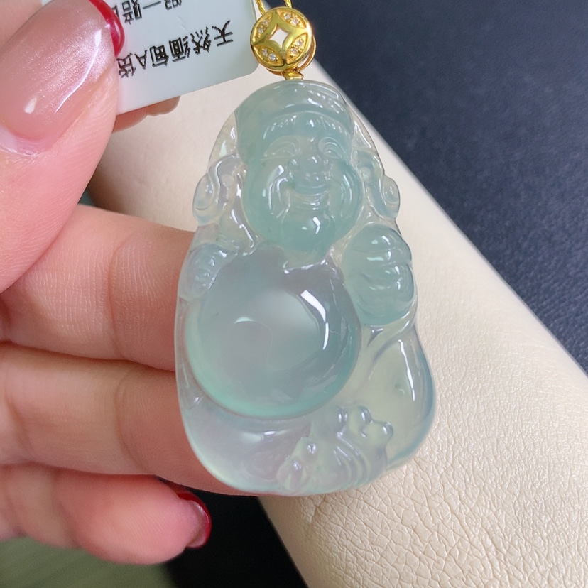【闪购商品】翡翠颈饰18K金镶嵌财神
