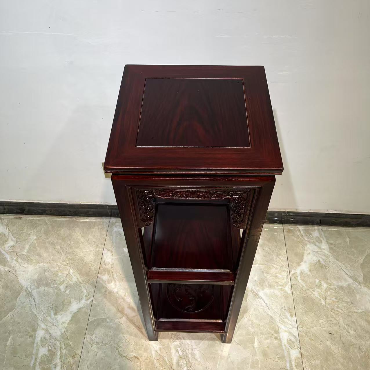 高档红木黑酸枝三层花架中式实木盆景架尺寸32-32-98cm