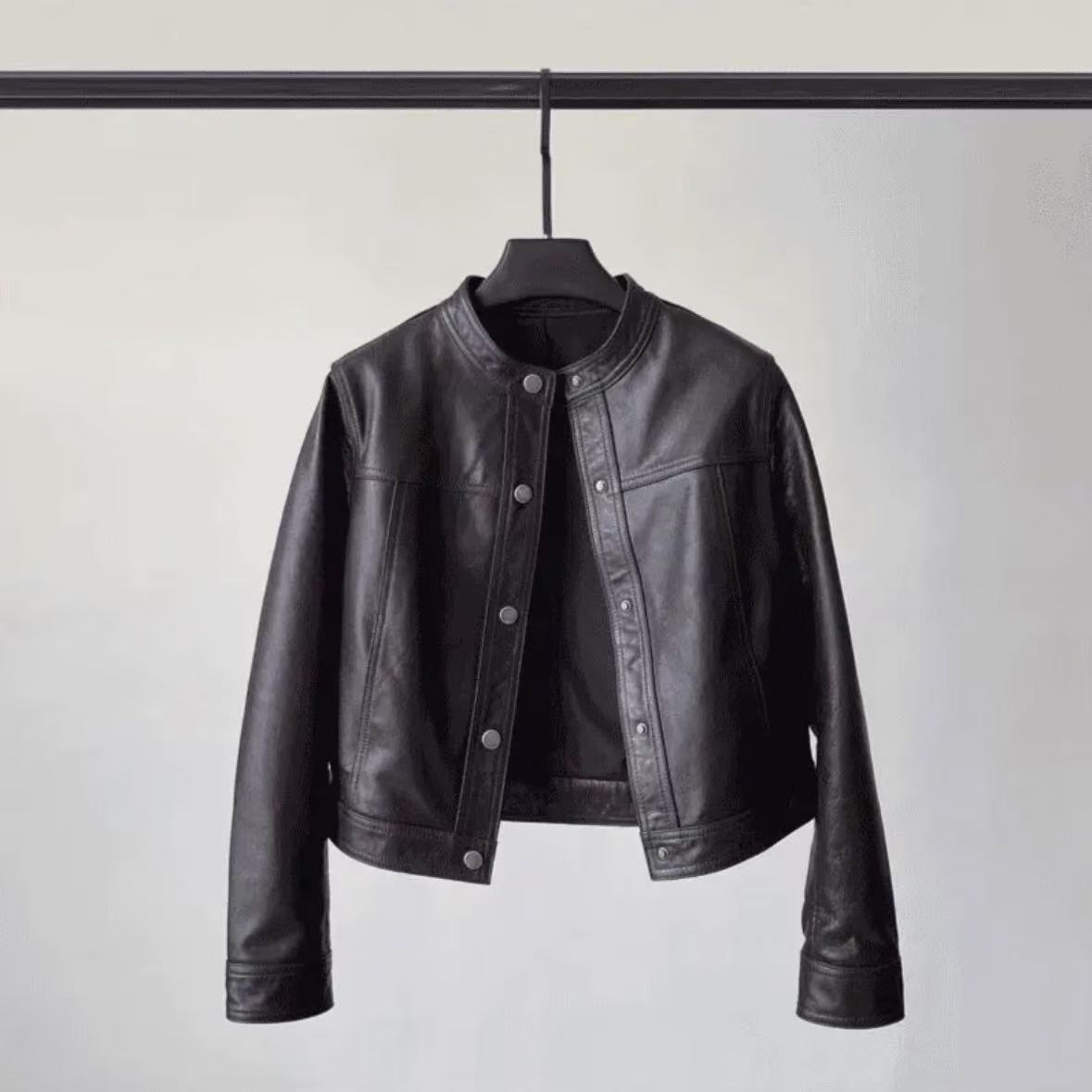 海宁皮衣白鸭绒羽绒服女士短款新款洋气百搭立领皮衣803