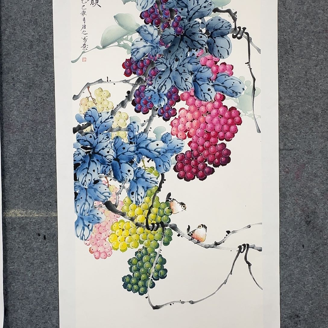 国画100*50纯手绘于往之