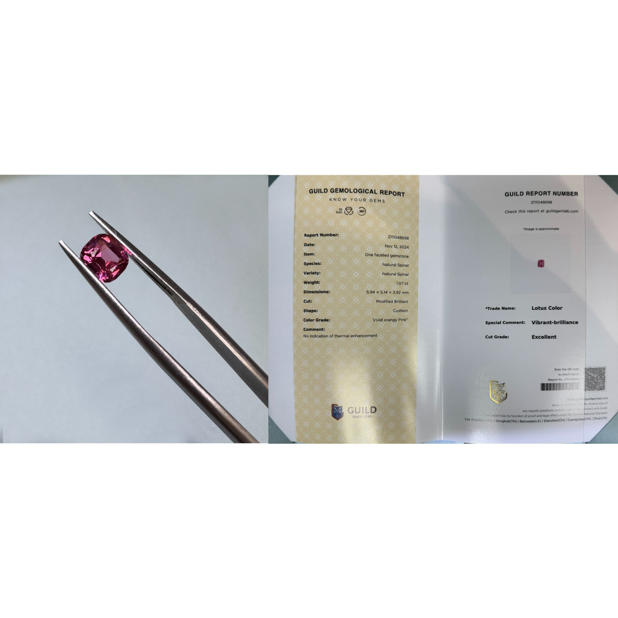 270 莲花色spine 1.07 ct