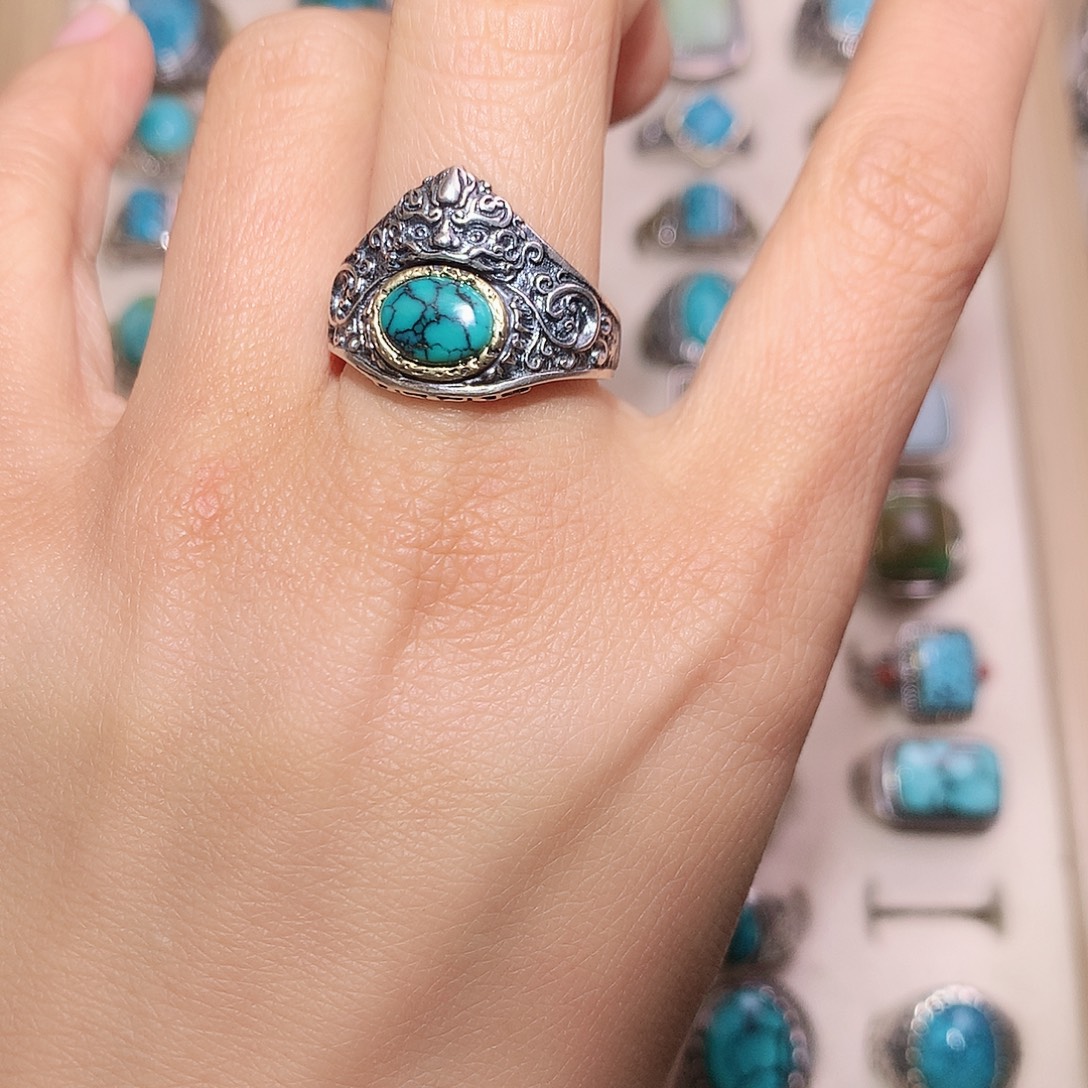 绿松石银S925镶嵌挂件