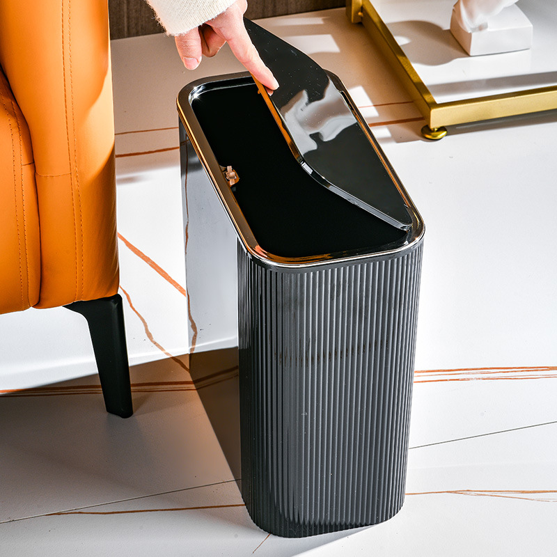 轻奢家用垃圾桶按压式卫生间客厅厨房窄缝带盖厕所厨房窄夹缝