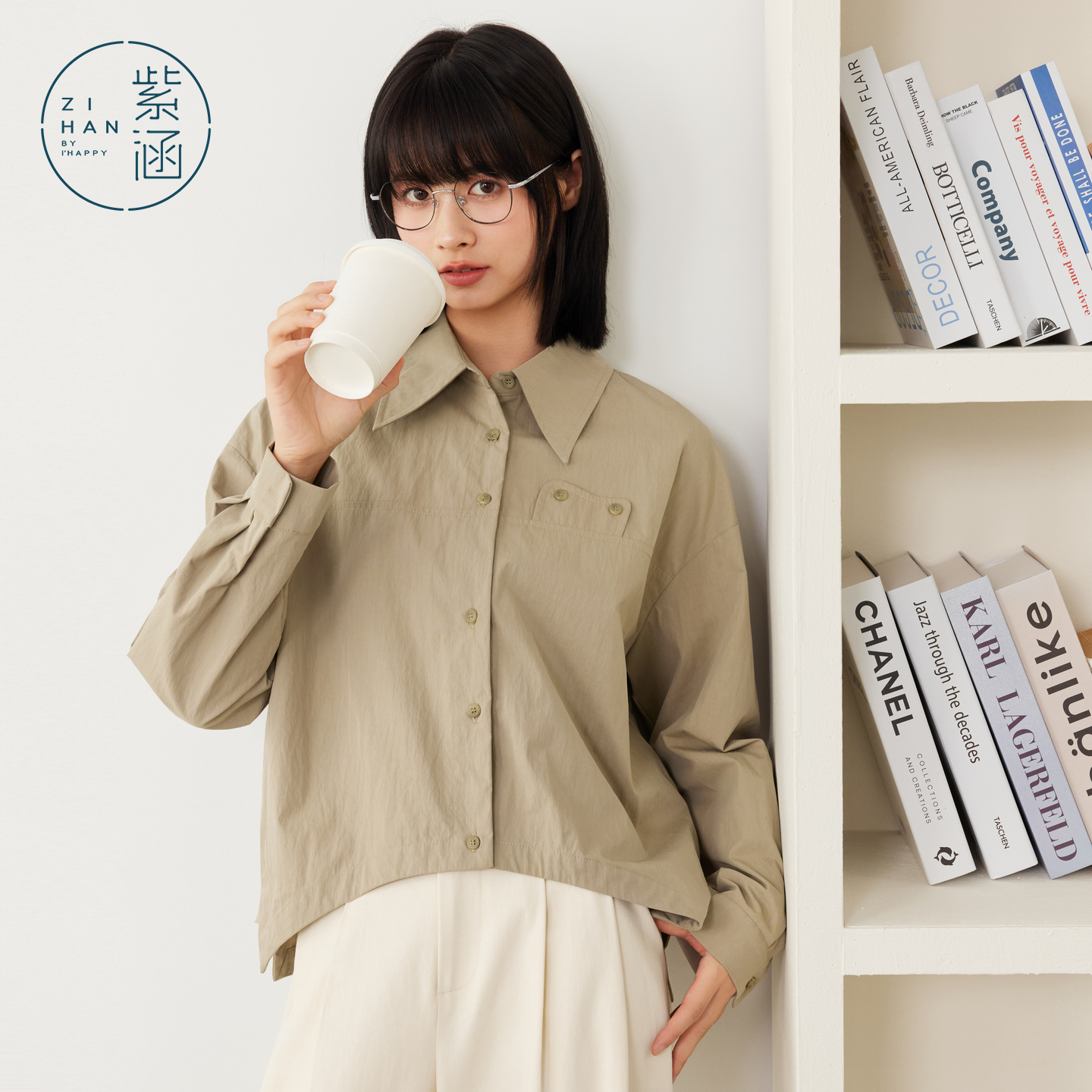 紫涵宽松翻领衬衫女2025年秋季新款简约休闲显瘦上衣Z5Z06AN170