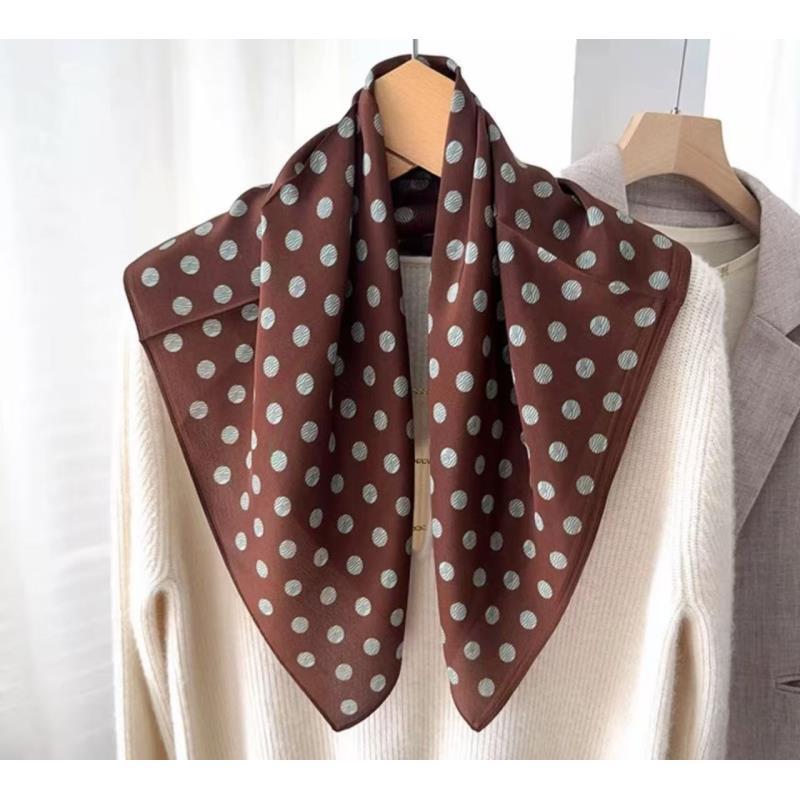 f70-96【波点咖啡】丽景缎70*70左右气质丝巾方巾时尚百搭