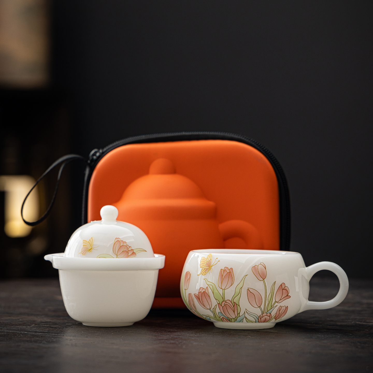 令山堂高档冰晶璞玉一杯一壶简约便捷式户外旅行泡茶茶具茶壶单人