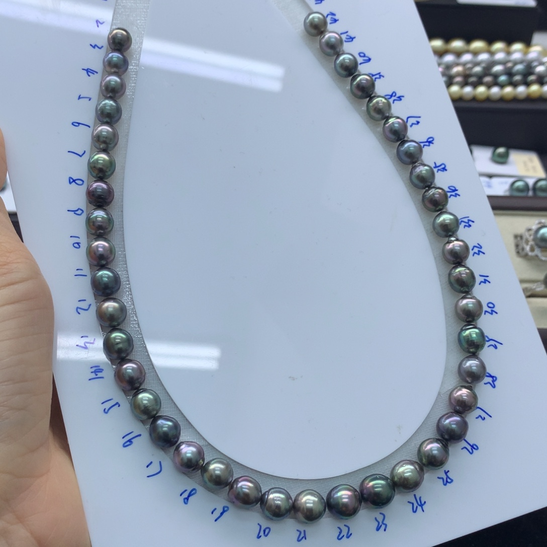 海水珍珠裸珠大溪地炫彩辣色项链