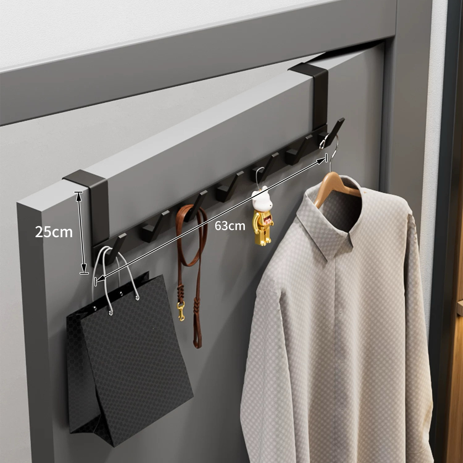 清-汤圆吖门后挂钩挂衣架门上免打孔门背式收纳神器08409挂衣钩