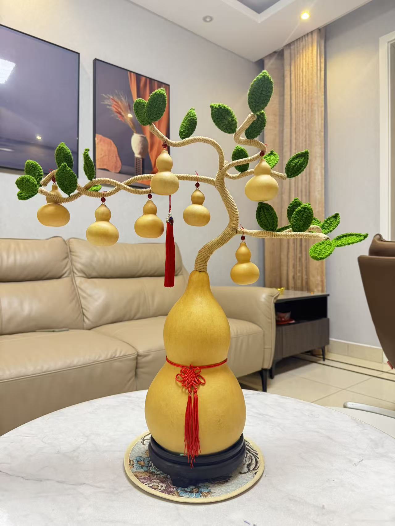 迎客松葫芦摆件居家饰品装饰新中式玄关摆设室内创意装饰品