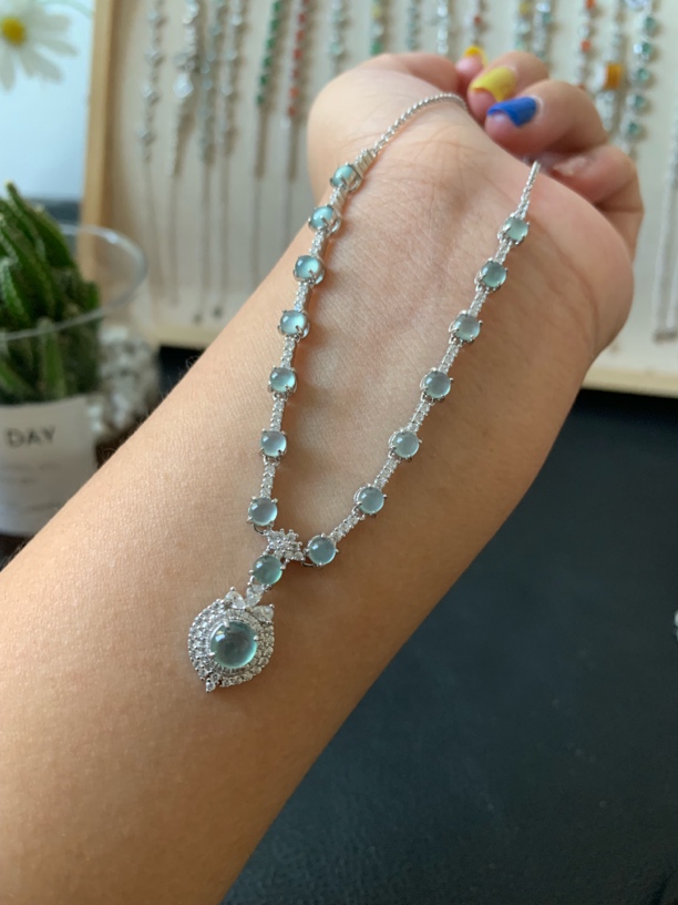 银镶蓝钢套链时尚精美