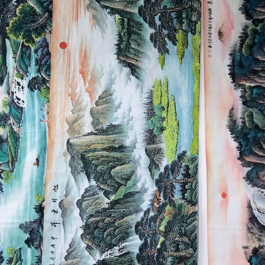 国画小八尺山水一副