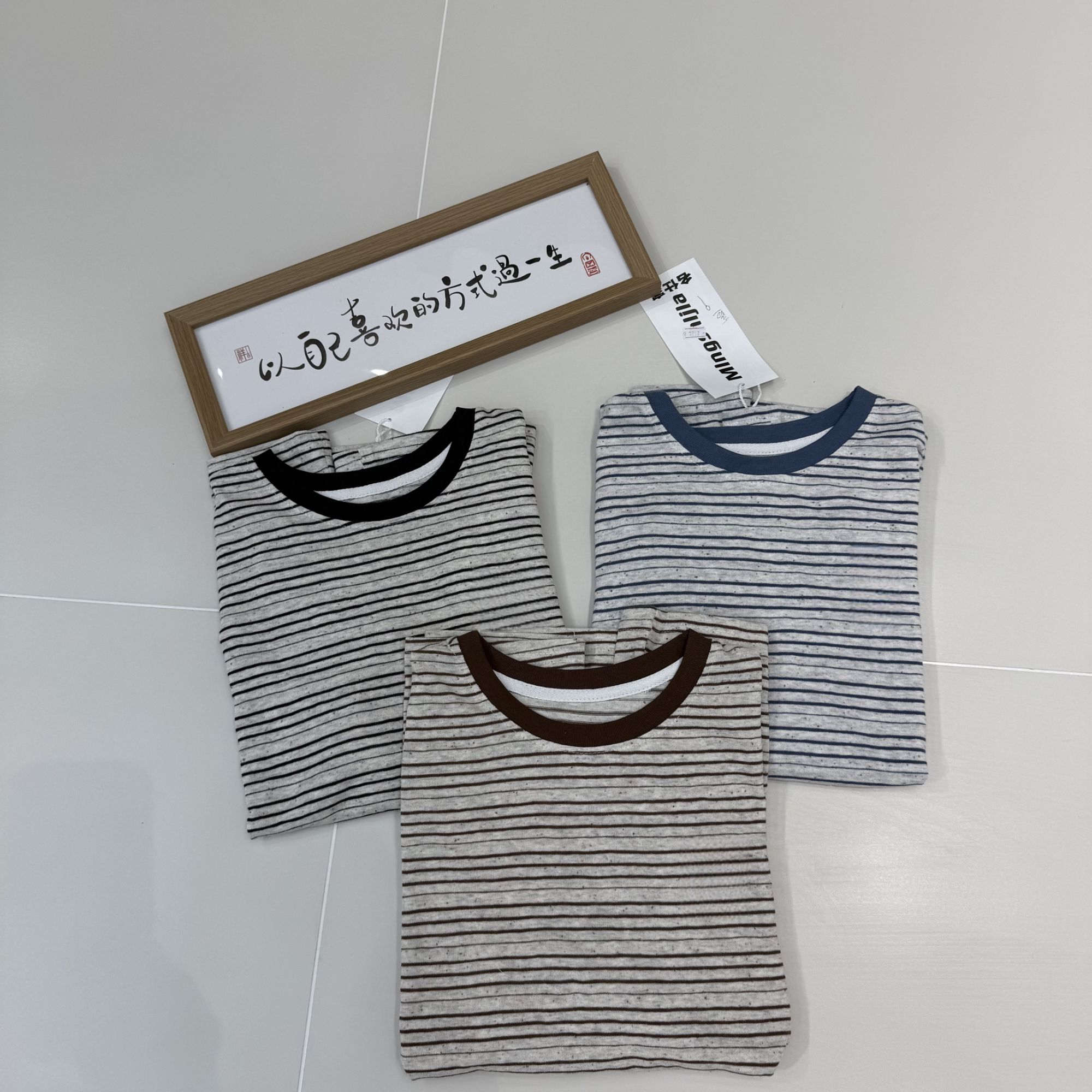 【坦姐严选 实体品质】韩版新款时尚条纹刺绣短袖T恤81288