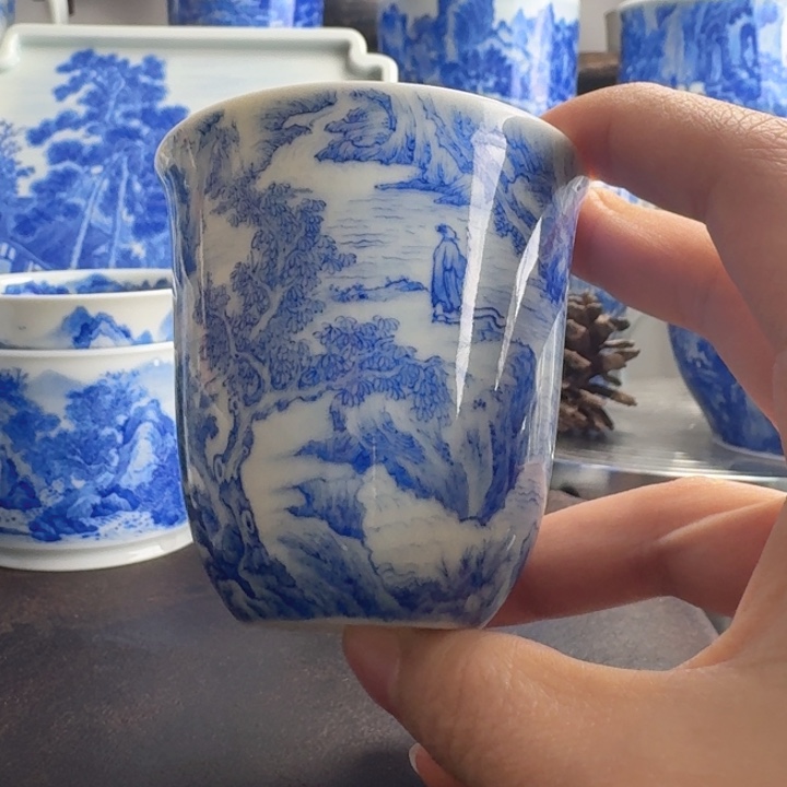 無***°摆件陶景德镇精工山水主人杯