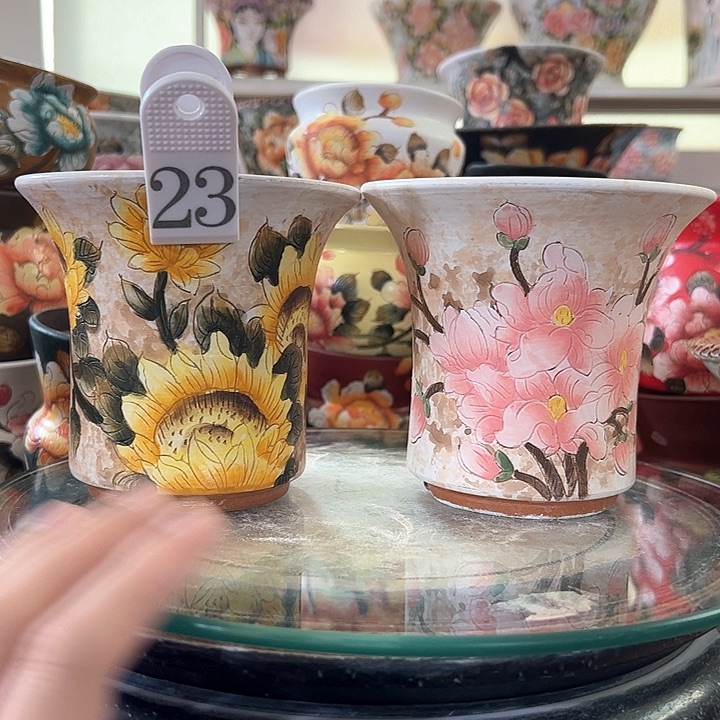 景德镇手绘花盆满38包邮