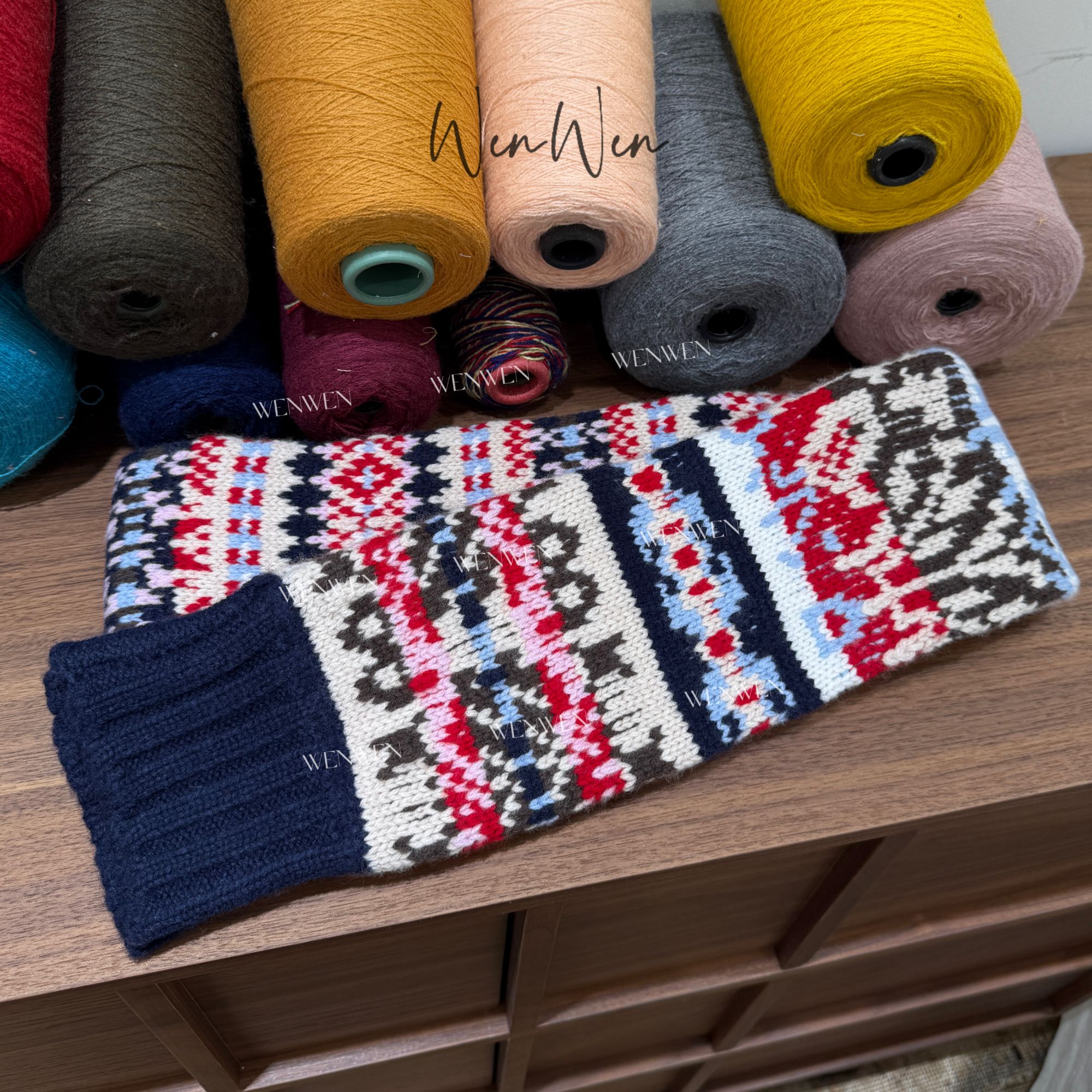 WENWEN-高定【秋冬必备小众设计彩色羊毛时尚百搭围巾】WJ0009