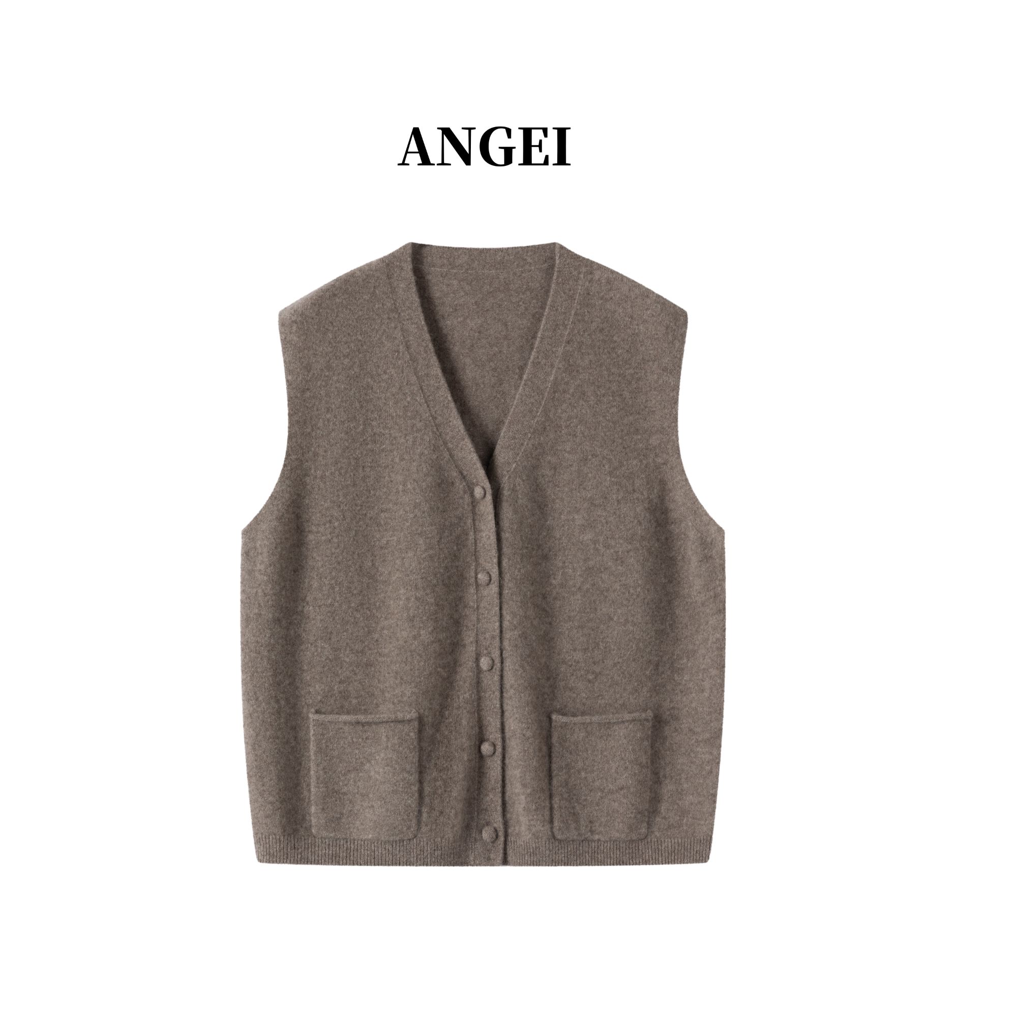 【ANGEI】牦牛绒精混纺休闲时尚套头针织秋冬宽松百搭无袖马甲80102