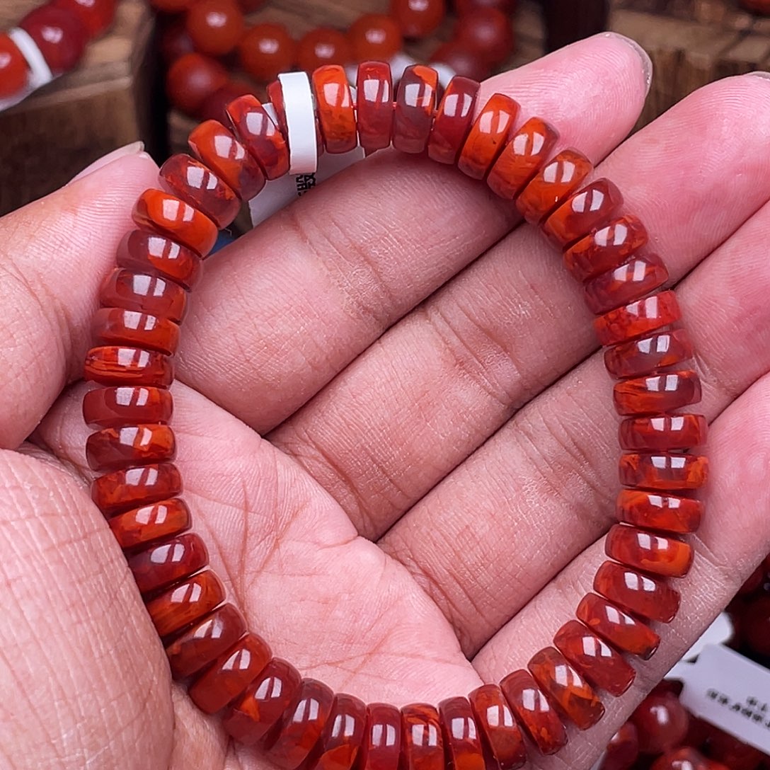 南红玛瑙未镶嵌手链南红瓦西卡10火焰药片