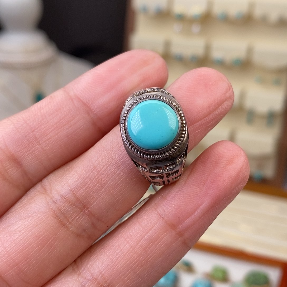 绿松石戒指银S925镶嵌