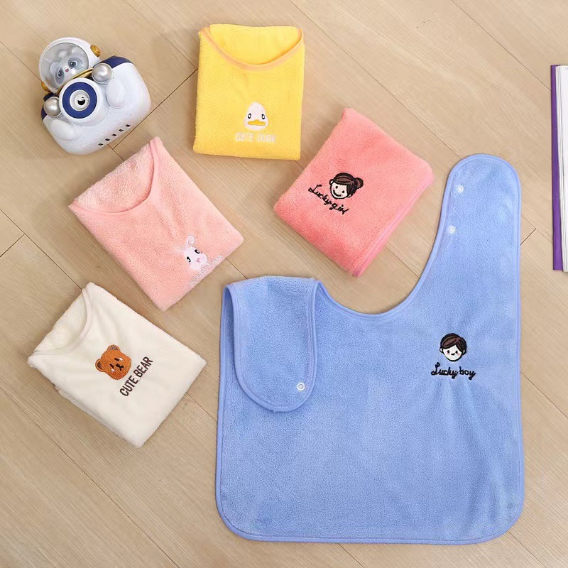 【萌宝围兜】儿童刷牙洗漱巾洗脸擦脸毛巾多功能口水巾不湿衣围兜