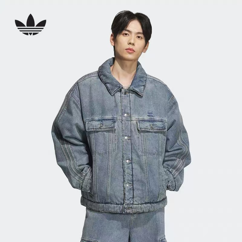 【原力场AC】阿迪达斯三叶草夹克男新年款牛仔翻领棉服外套JY0202