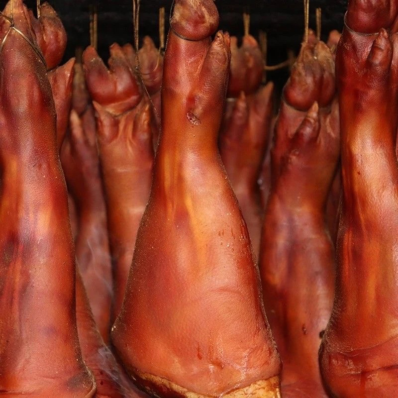 【农村腊猪脚】农村柴火烟熏腊肉猪蹄肉 烧洗切发货