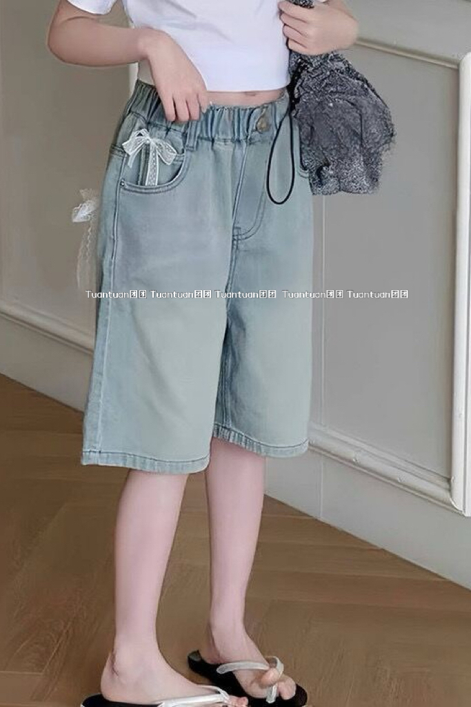 TUANTUAN 2025 夏季女中大童装牛仔五分裤短裤牛仔裤女潮