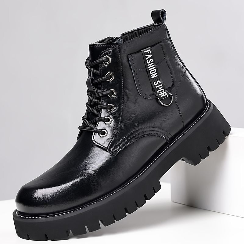 【048】秋冬新款真皮高端马丁靴英伦风高帮靴子男士工装靴男靴子