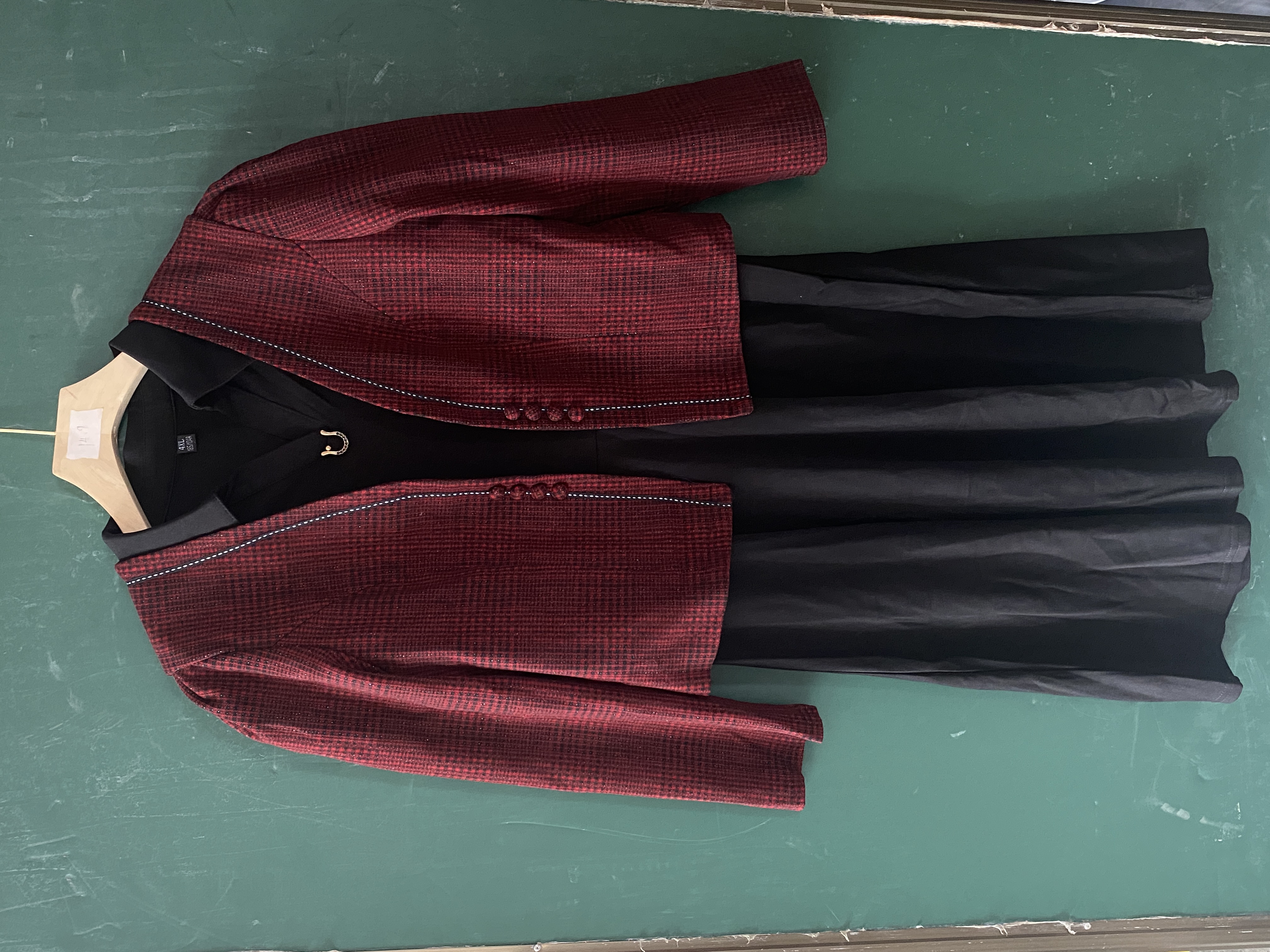 1870新款春秋季新中式中长款格纹气质女连衣裙套装