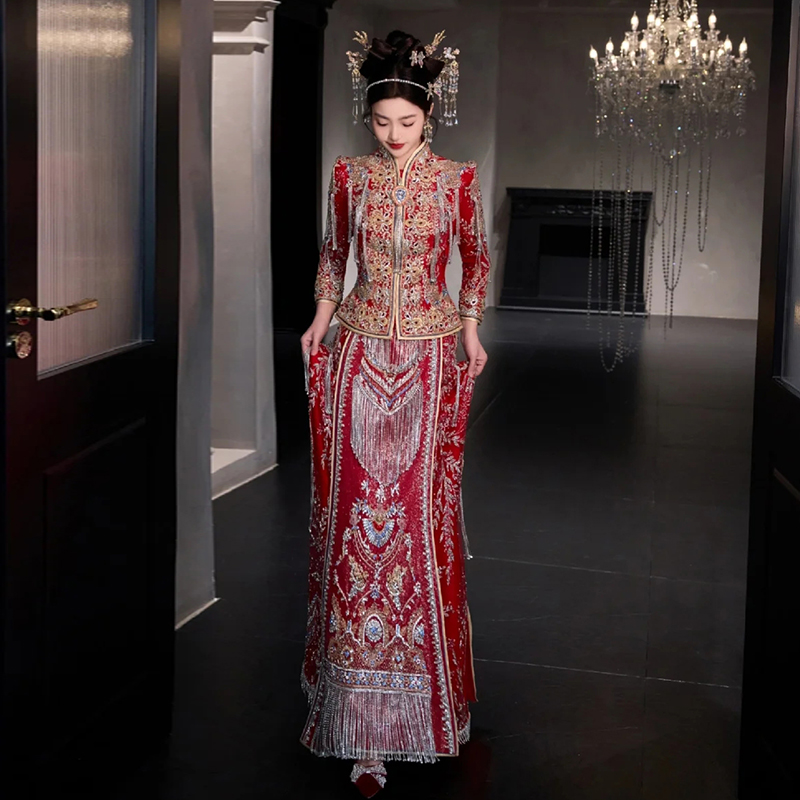 秀禾服2025新款重工奢华中式结婚嫁衣高端出阁敬酒礼服裙显瘦雁夏