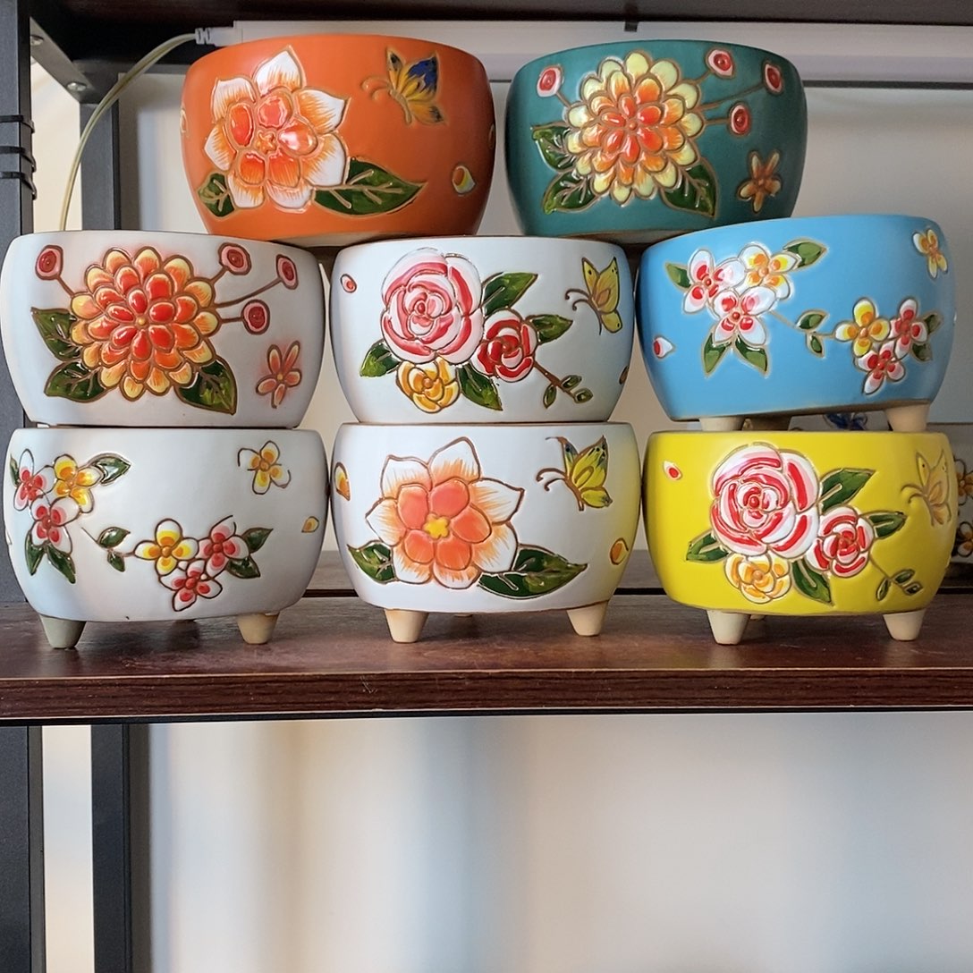 红陶韩式多肉植物花盆