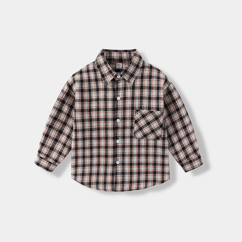 百搭100%纯棉格子磨毛儿童衬衫大气百搭男童亲肤儿童纯棉春秋衬衣