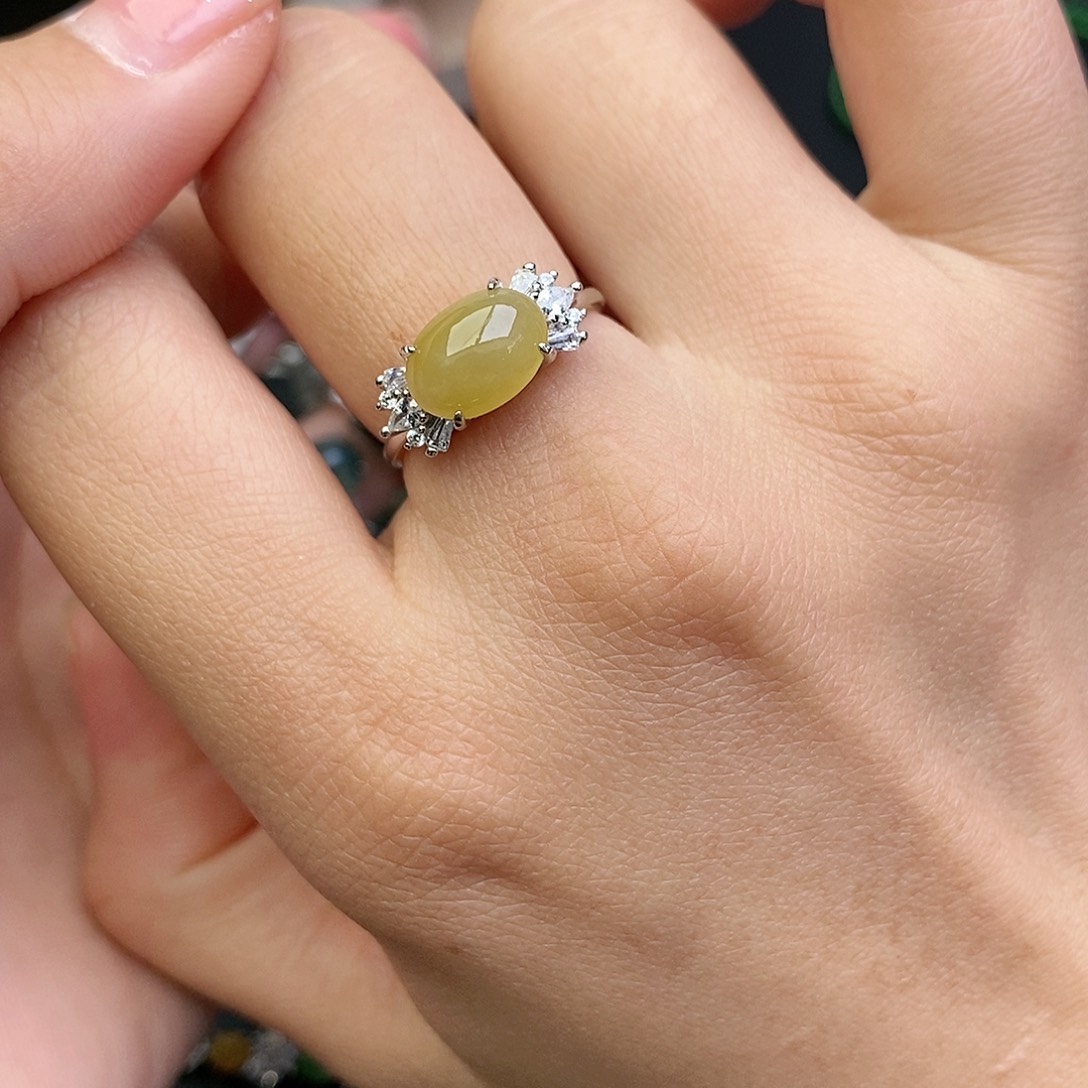 翡翠银S925镶嵌戒指