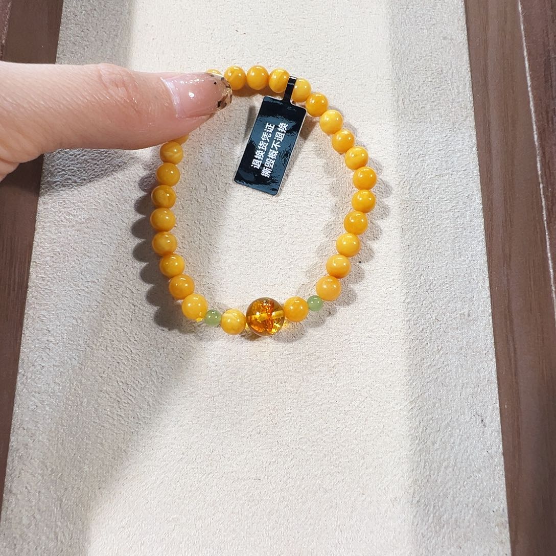 蜜蜡未镶嵌手链蜜蜡6.5mm