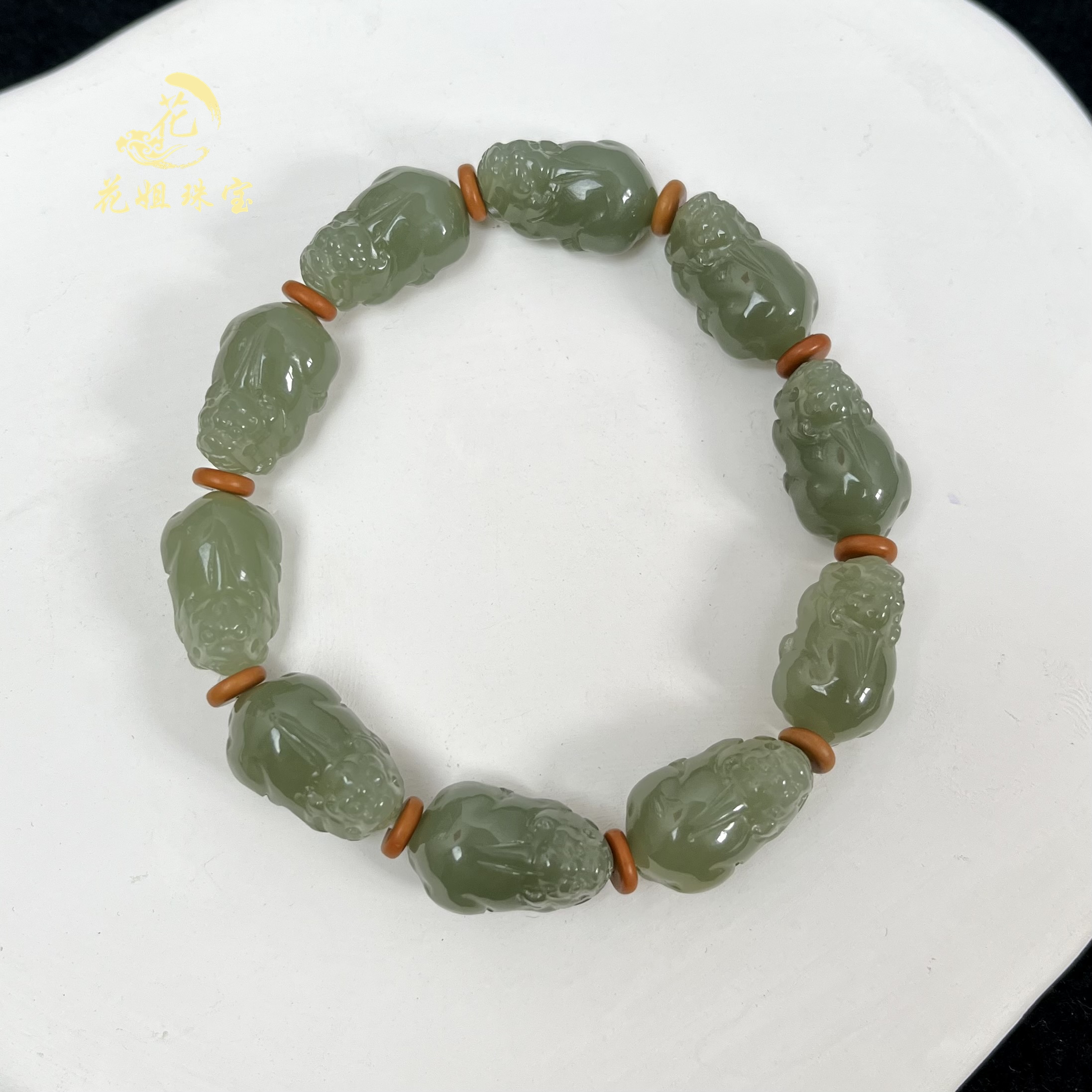 A07天然和田玉貔貅手串 11*19*9mm 时尚精美 气质百搭男女同款