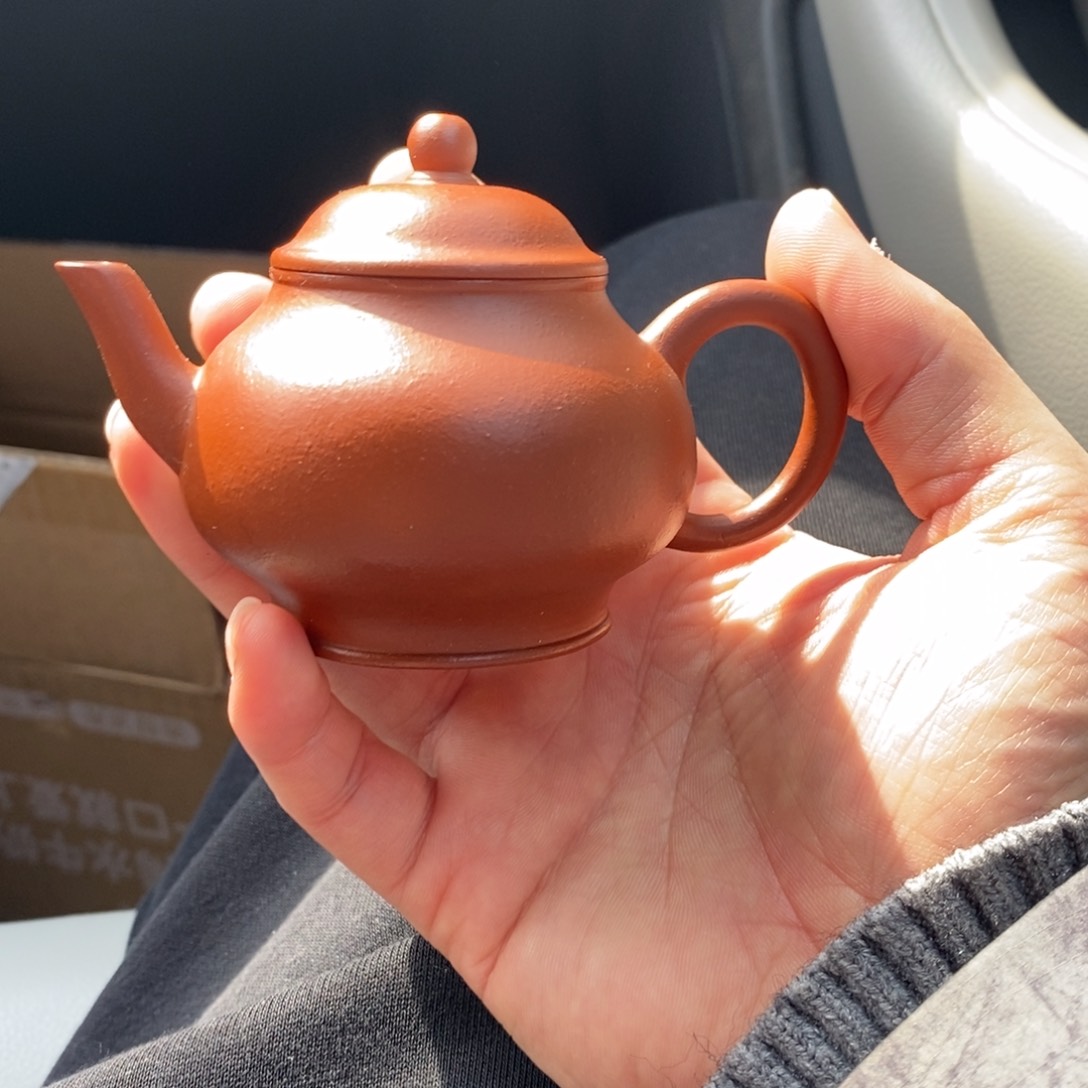 紫砂茶壶宫灯95毫升朱泥诗句