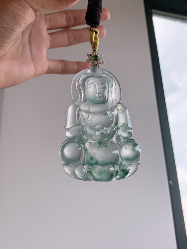 玻璃种收藏级传承行家货巨无霸大卡位飘花观音缅甸天然A货翡翠