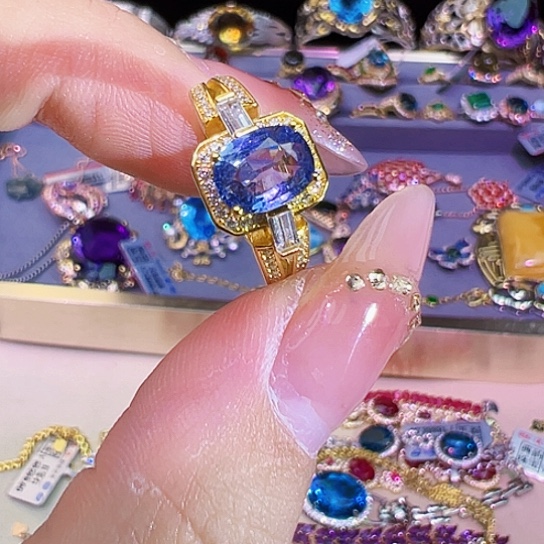 蓝宝石戒指银S925镶嵌d**e