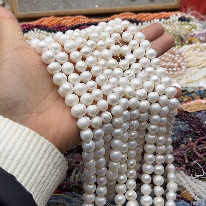 玛瑙/玉髓珠宝半成品未镶嵌一条10mm螺纹珍珠