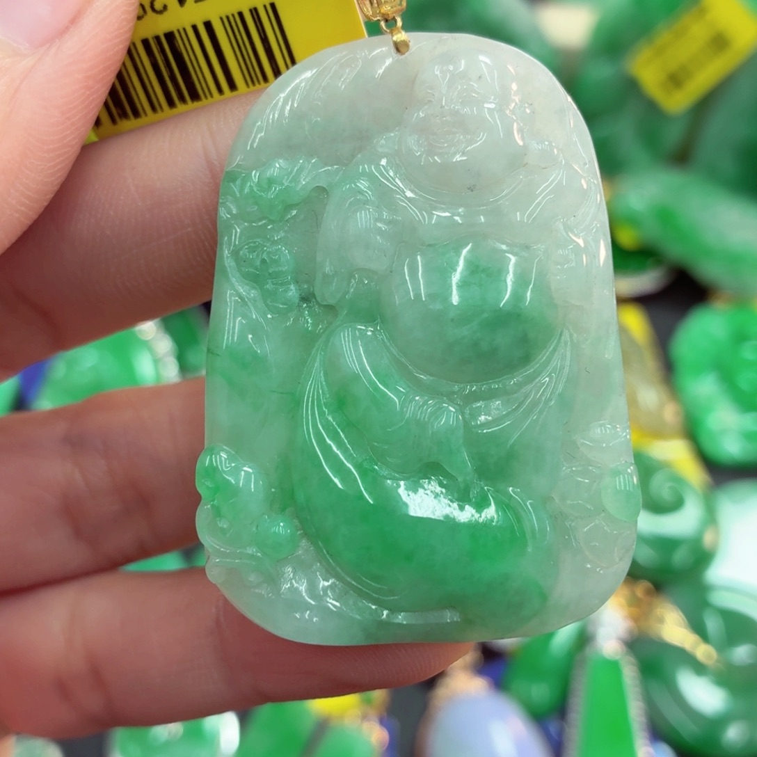 翡翠18K金镶嵌吊坠(不含链)