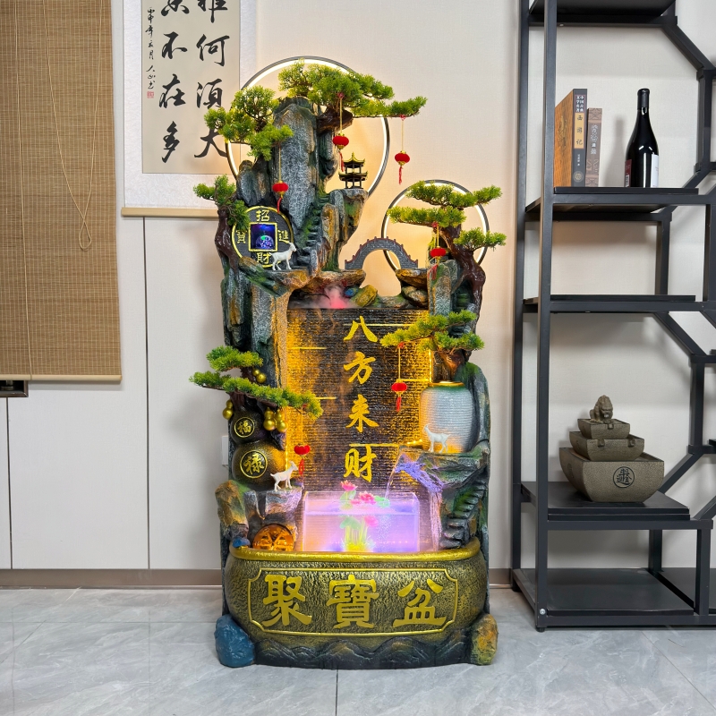 瑞然聚宝盆假山循环流水招财风水轮开业乔迁公司门店送礼装饰摆件